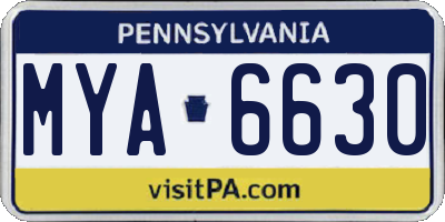 PA license plate MYA6630
