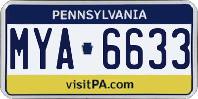 PA license plate MYA6633