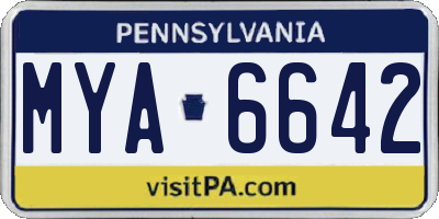 PA license plate MYA6642