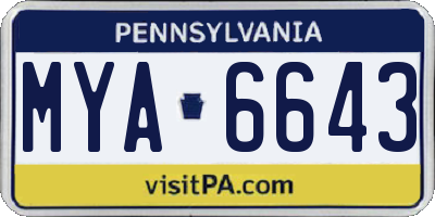 PA license plate MYA6643