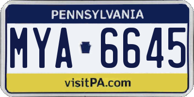 PA license plate MYA6645