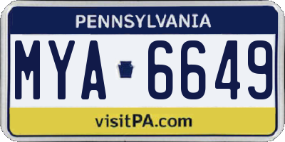 PA license plate MYA6649