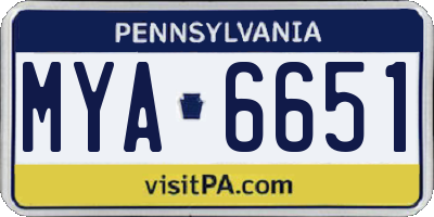 PA license plate MYA6651