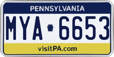 PA license plate MYA6653