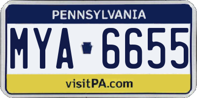 PA license plate MYA6655