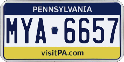 PA license plate MYA6657