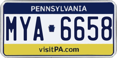 PA license plate MYA6658