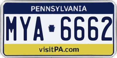 PA license plate MYA6662