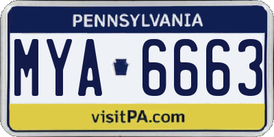 PA license plate MYA6663
