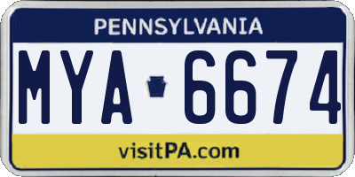 PA license plate MYA6674