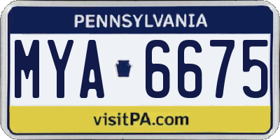 PA license plate MYA6675