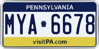 PA license plate MYA6678