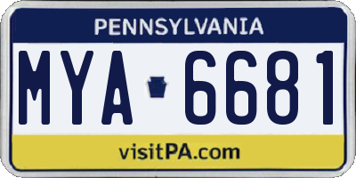 PA license plate MYA6681