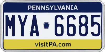 PA license plate MYA6685