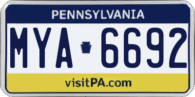 PA license plate MYA6692