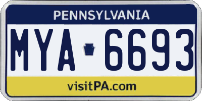 PA license plate MYA6693