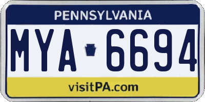 PA license plate MYA6694