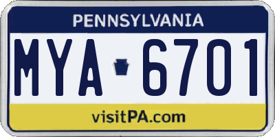 PA license plate MYA6701