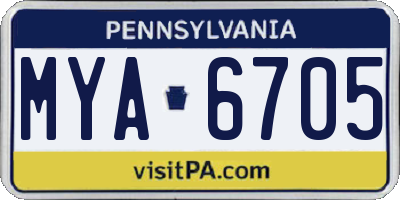 PA license plate MYA6705
