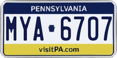 PA license plate MYA6707
