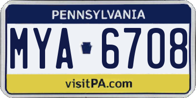 PA license plate MYA6708