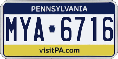 PA license plate MYA6716