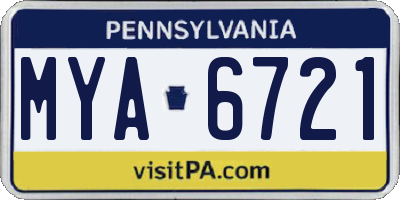 PA license plate MYA6721