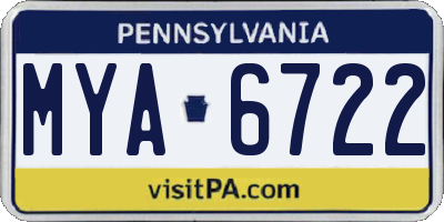 PA license plate MYA6722