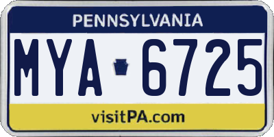 PA license plate MYA6725