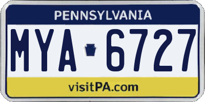 PA license plate MYA6727