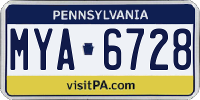 PA license plate MYA6728