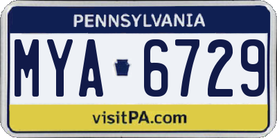 PA license plate MYA6729