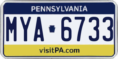 PA license plate MYA6733