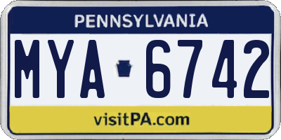 PA license plate MYA6742