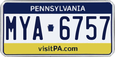 PA license plate MYA6757