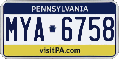 PA license plate MYA6758