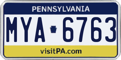 PA license plate MYA6763
