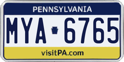 PA license plate MYA6765