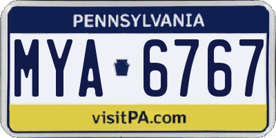 PA license plate MYA6767