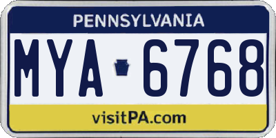 PA license plate MYA6768