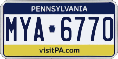 PA license plate MYA6770