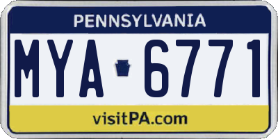 PA license plate MYA6771