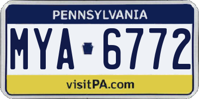 PA license plate MYA6772