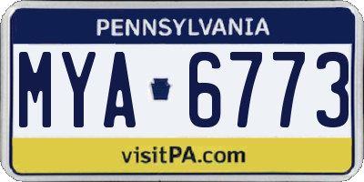 PA license plate MYA6773