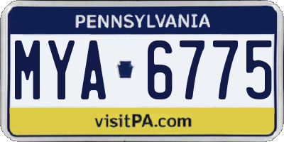 PA license plate MYA6775