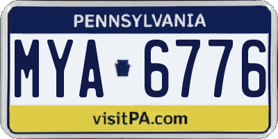 PA license plate MYA6776