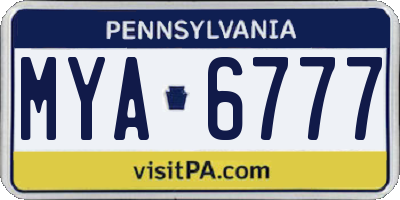 PA license plate MYA6777