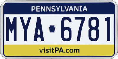 PA license plate MYA6781