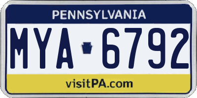 PA license plate MYA6792