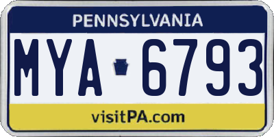 PA license plate MYA6793